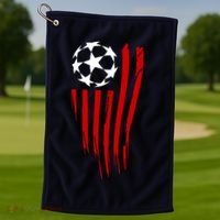 Soccer Ball American Flag Golf Towel thumb 1