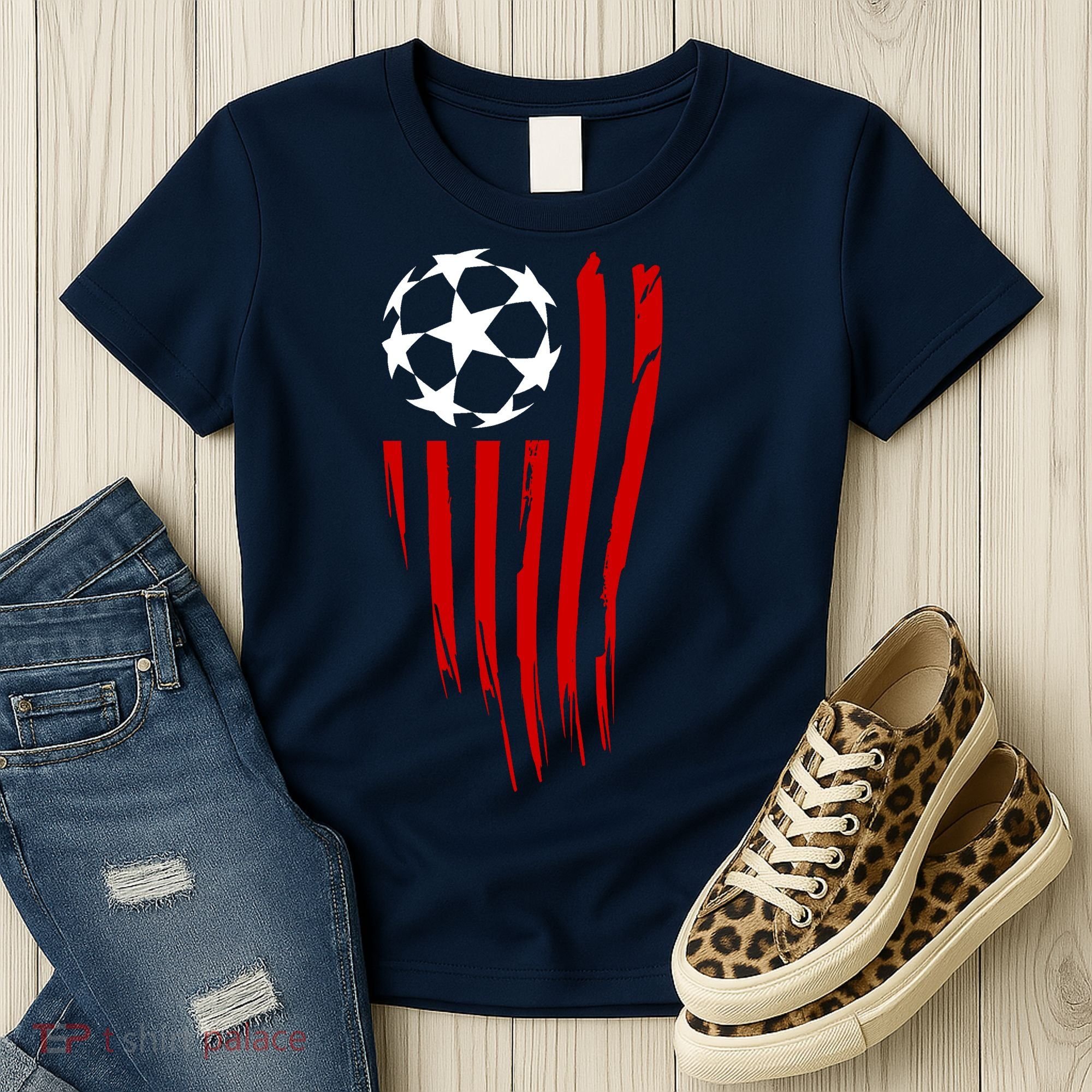 Soccer Ball American Flag Women's T-Shirt