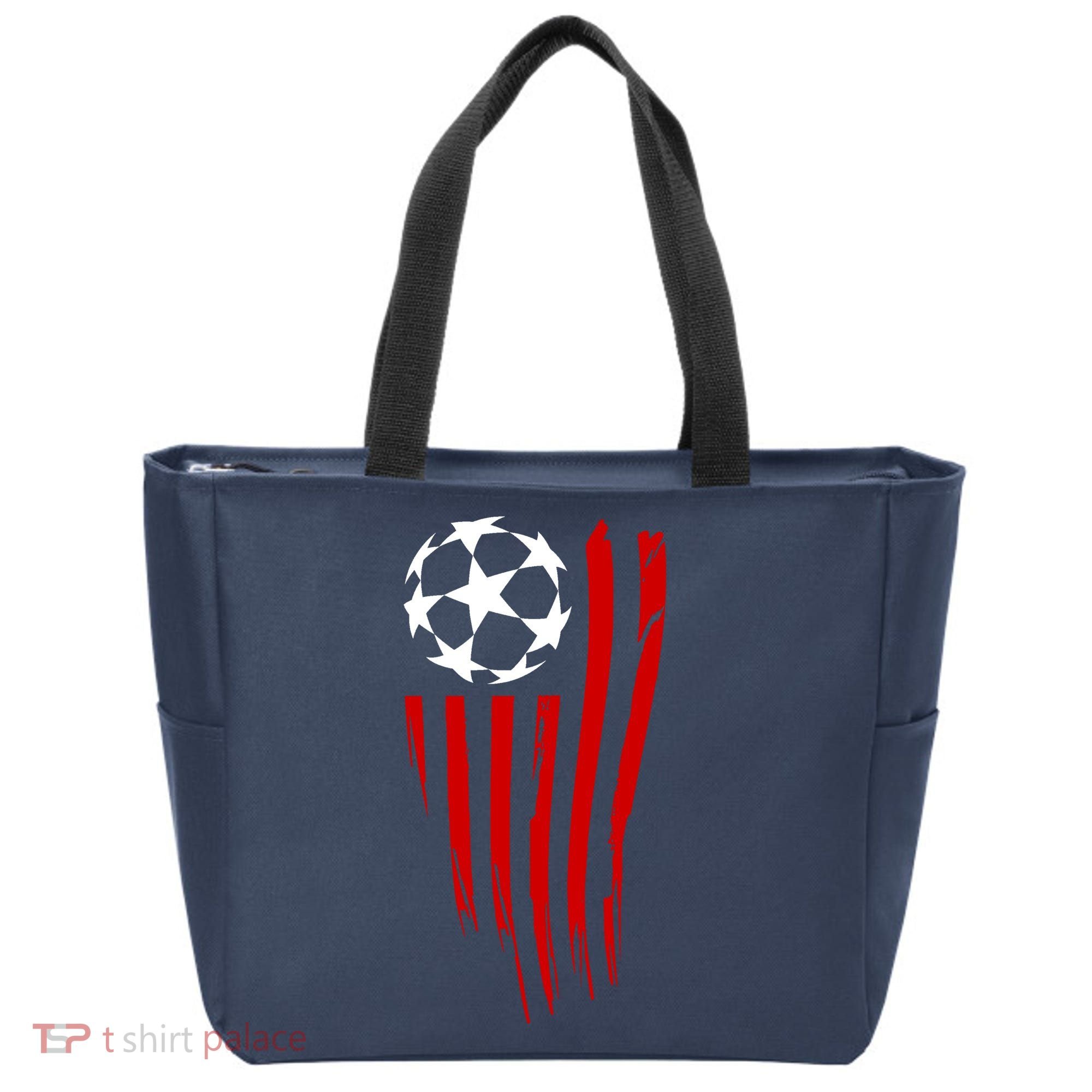 Soccer Ball American Flag Tote Bag