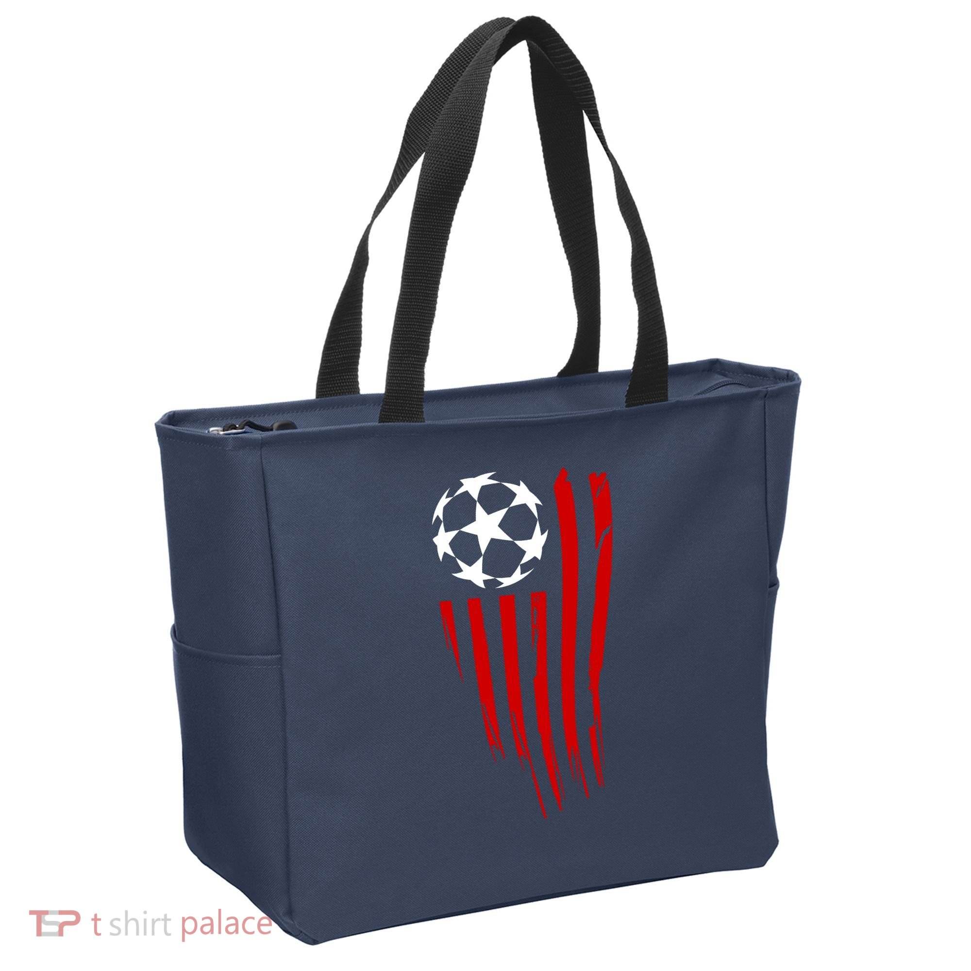 Soccer Ball American Flag Tote Bag