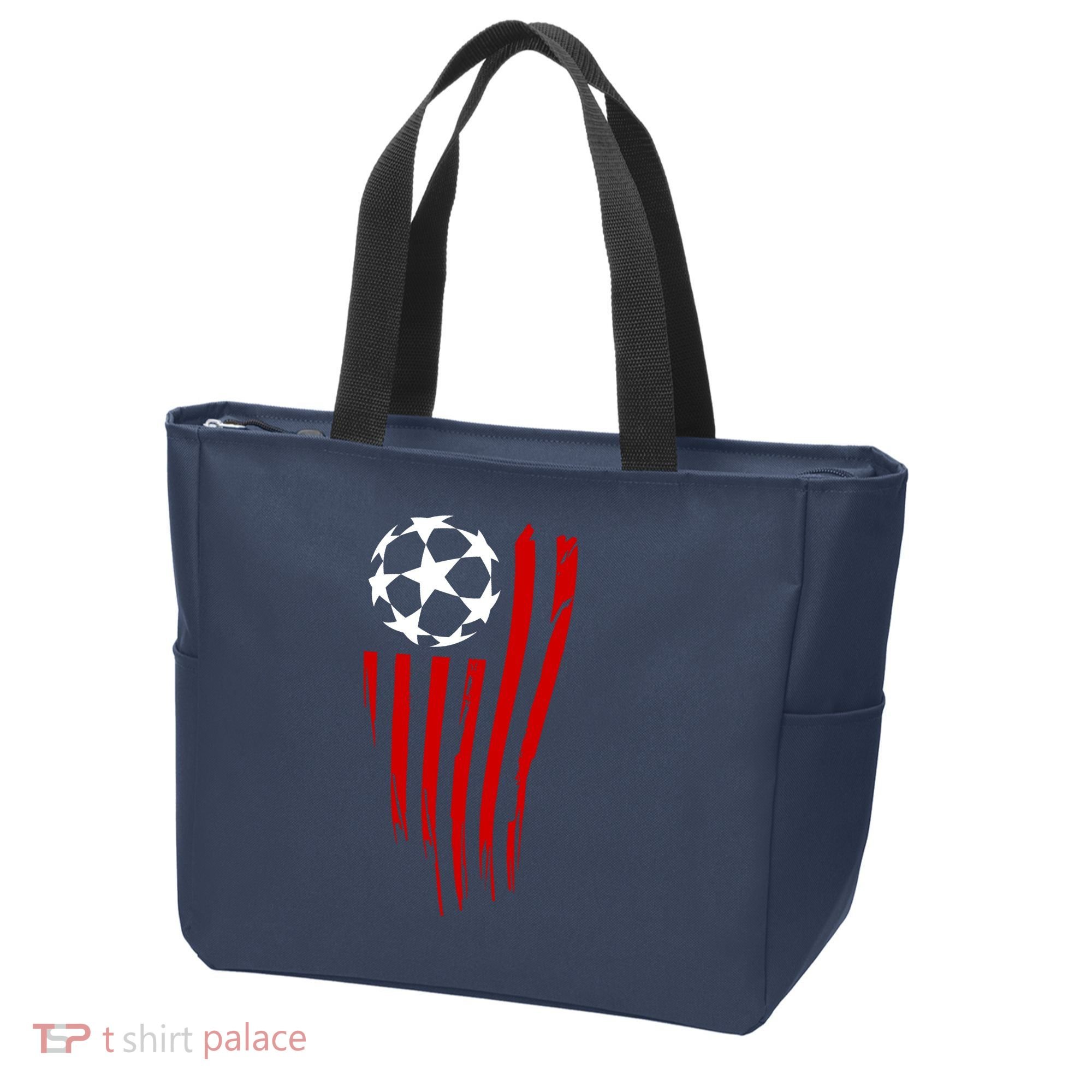 Soccer Ball American Flag Tote Bag