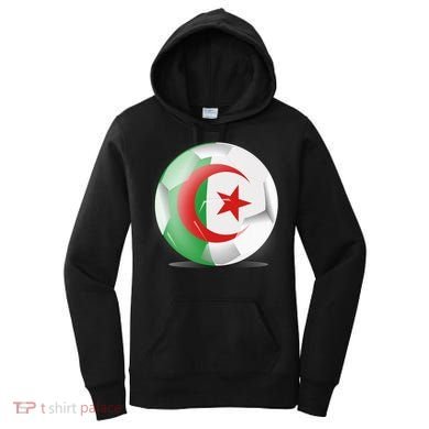 Soccer Ball Country Flag Algeria Women's Hoodie