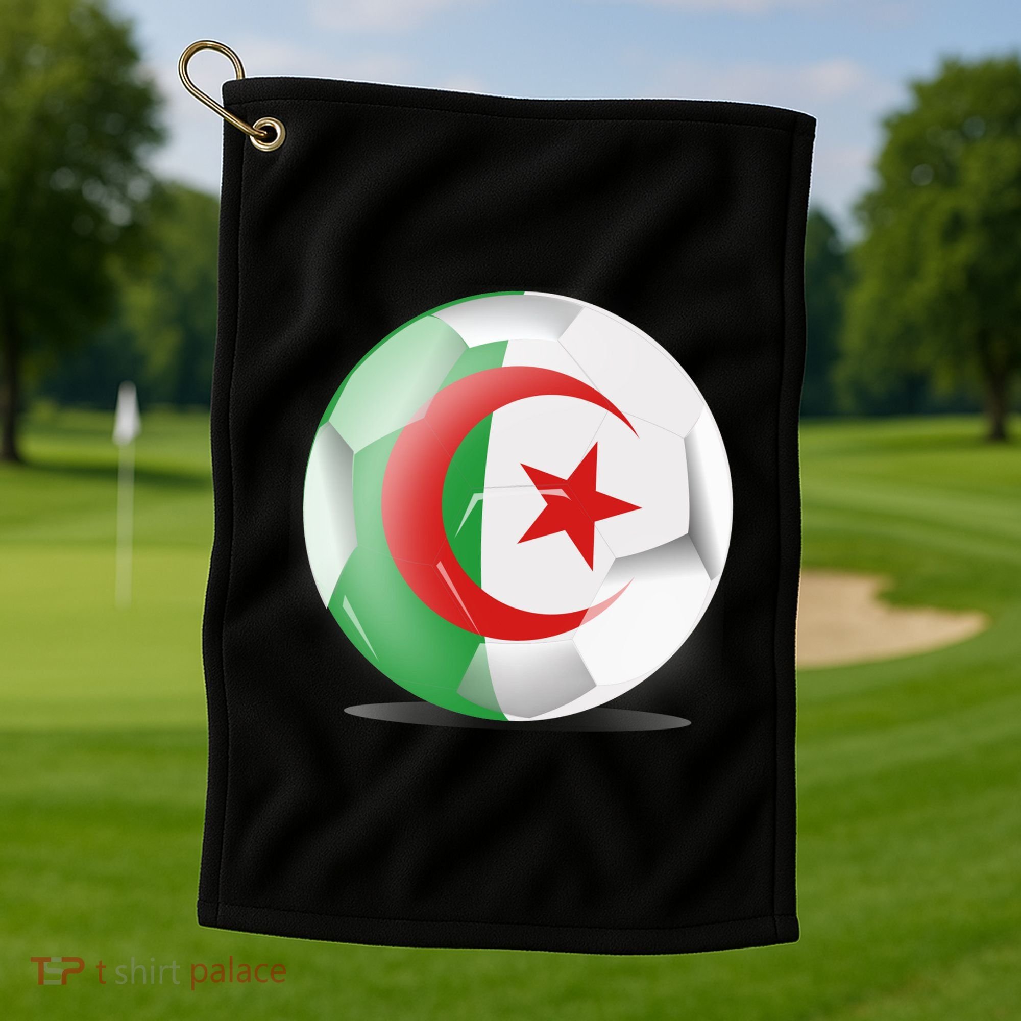 Soccer Ball Country Flag Algeria Golf Towel