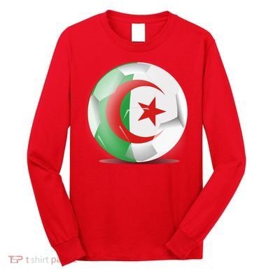 Soccer Ball Country Flag Algeria Long Sleeve Shirt