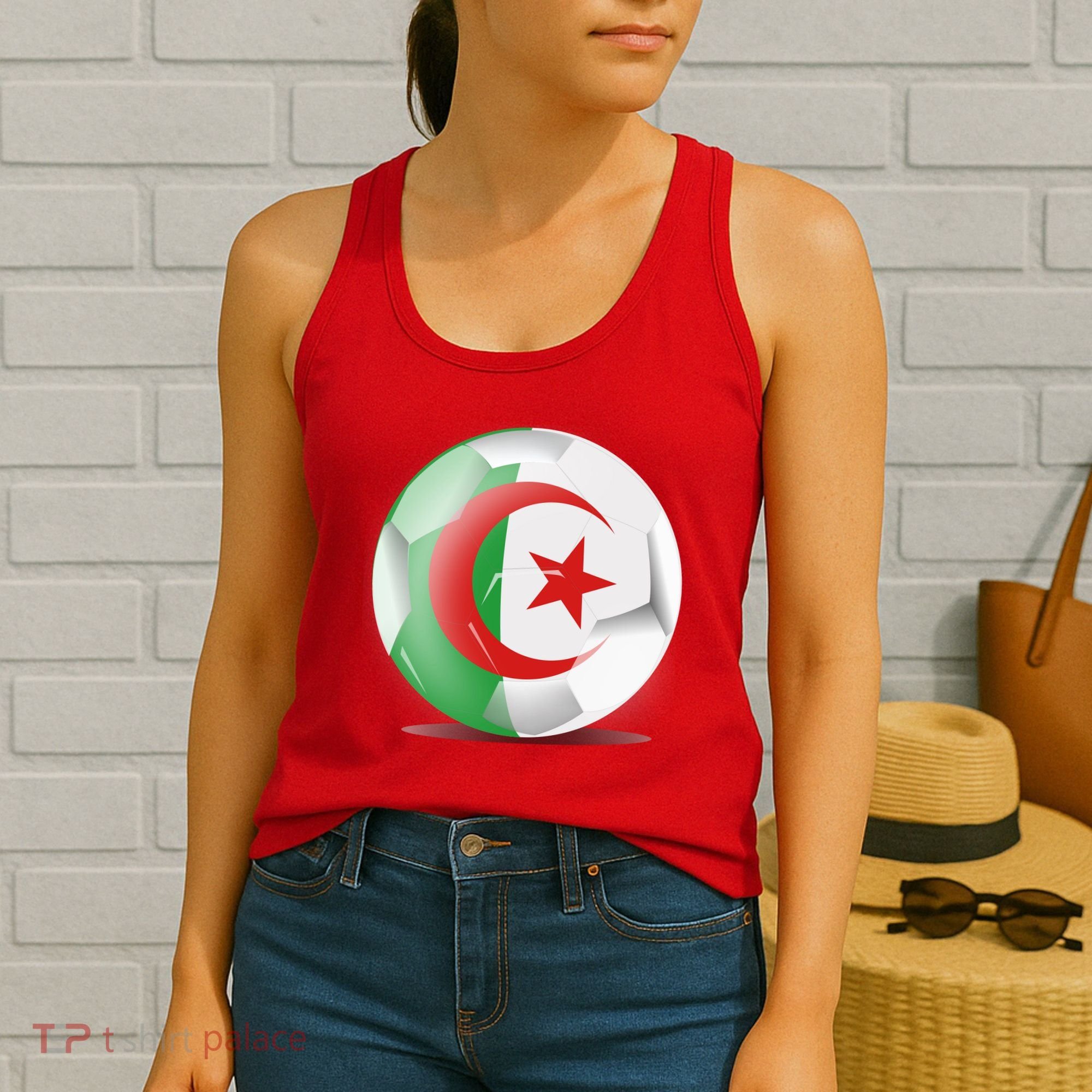 Soccer Ball Country Flag Algeria Women's Tank Top