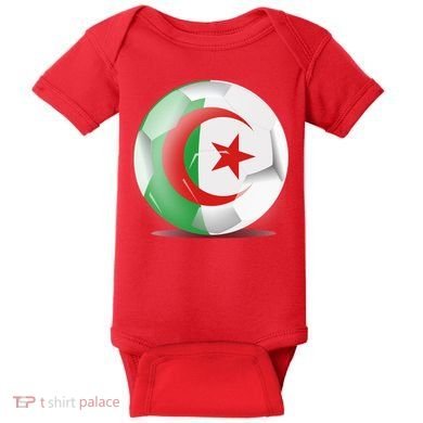 Soccer Ball Country Flag Algeria Baby Bodysuit