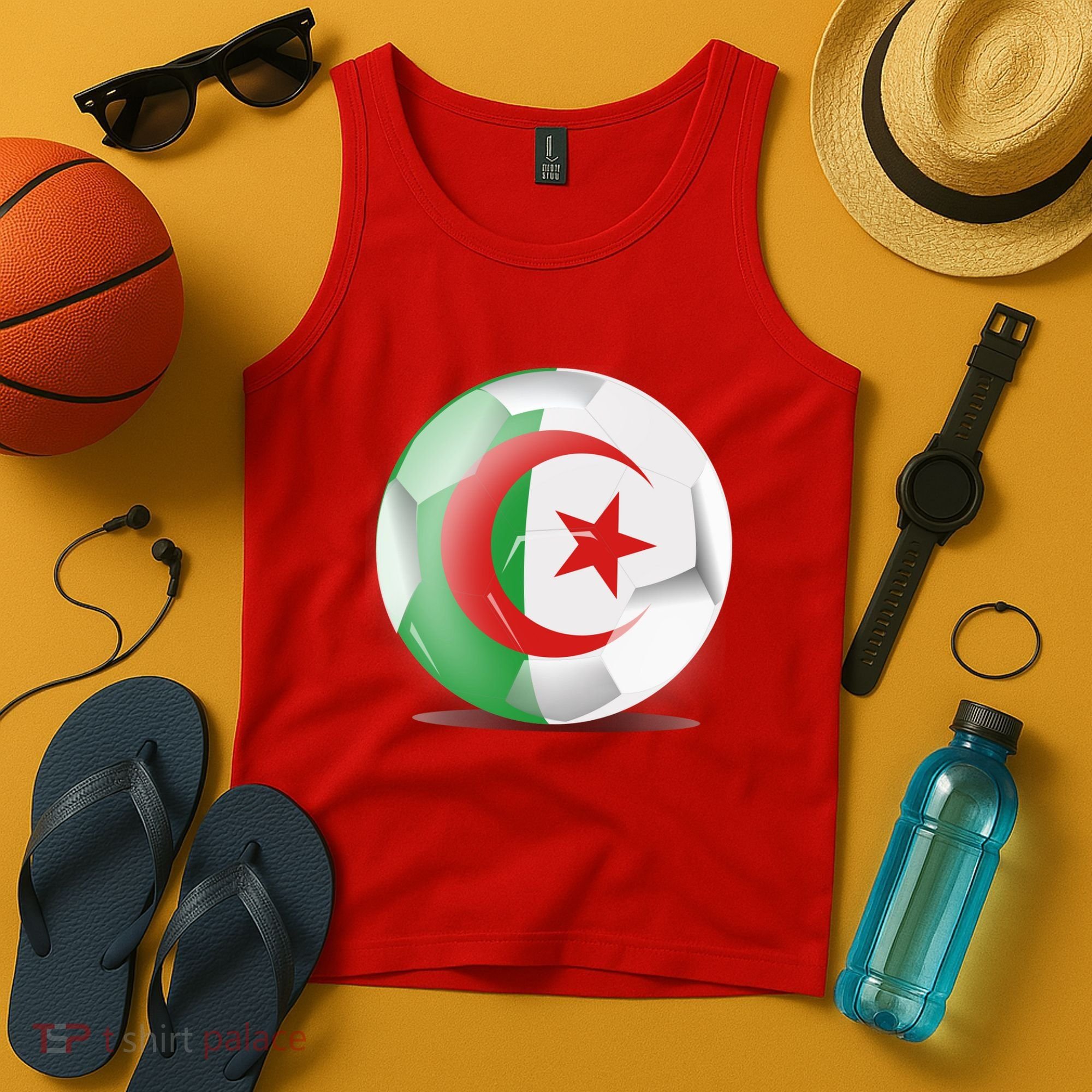 Soccer Ball Country Flag Algeria Tank Top