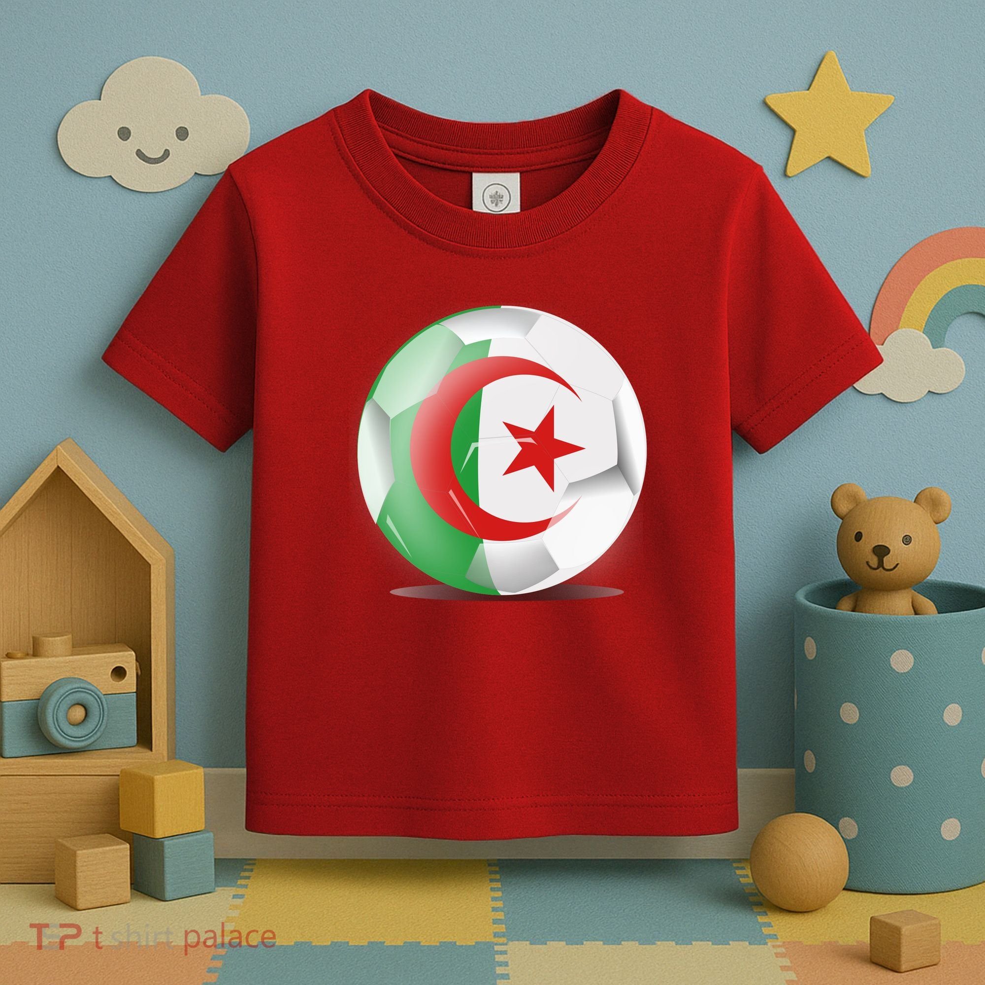 Soccer Ball Country Flag Algeria Toddler T-Shirt