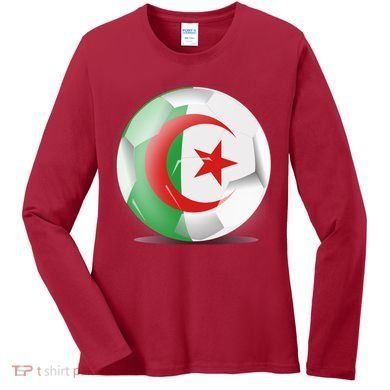 Soccer Ball Country Flag Algeria Women's Long Sleeve Shirt