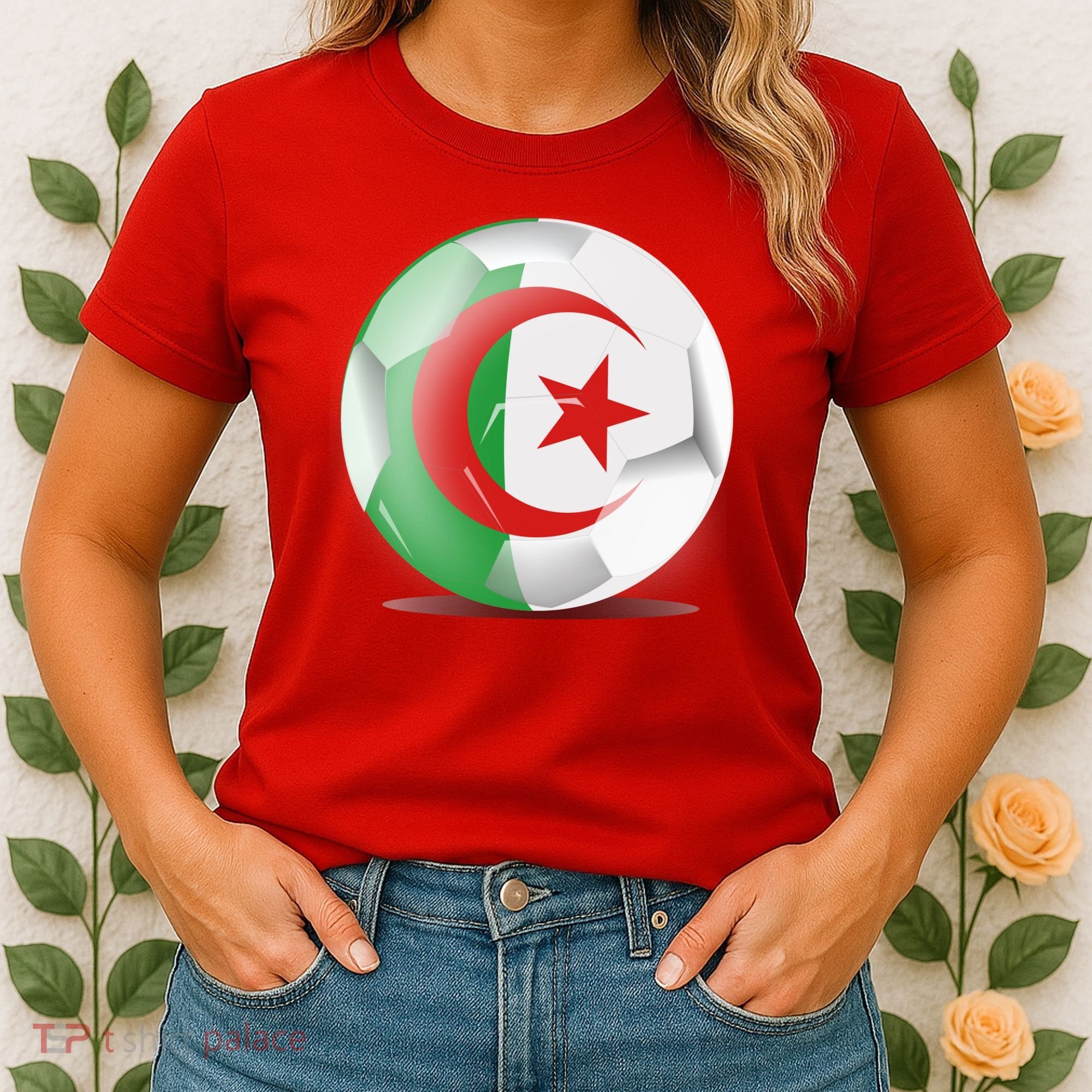 Soccer Ball Country Flag Algeria Women's T-Shirt