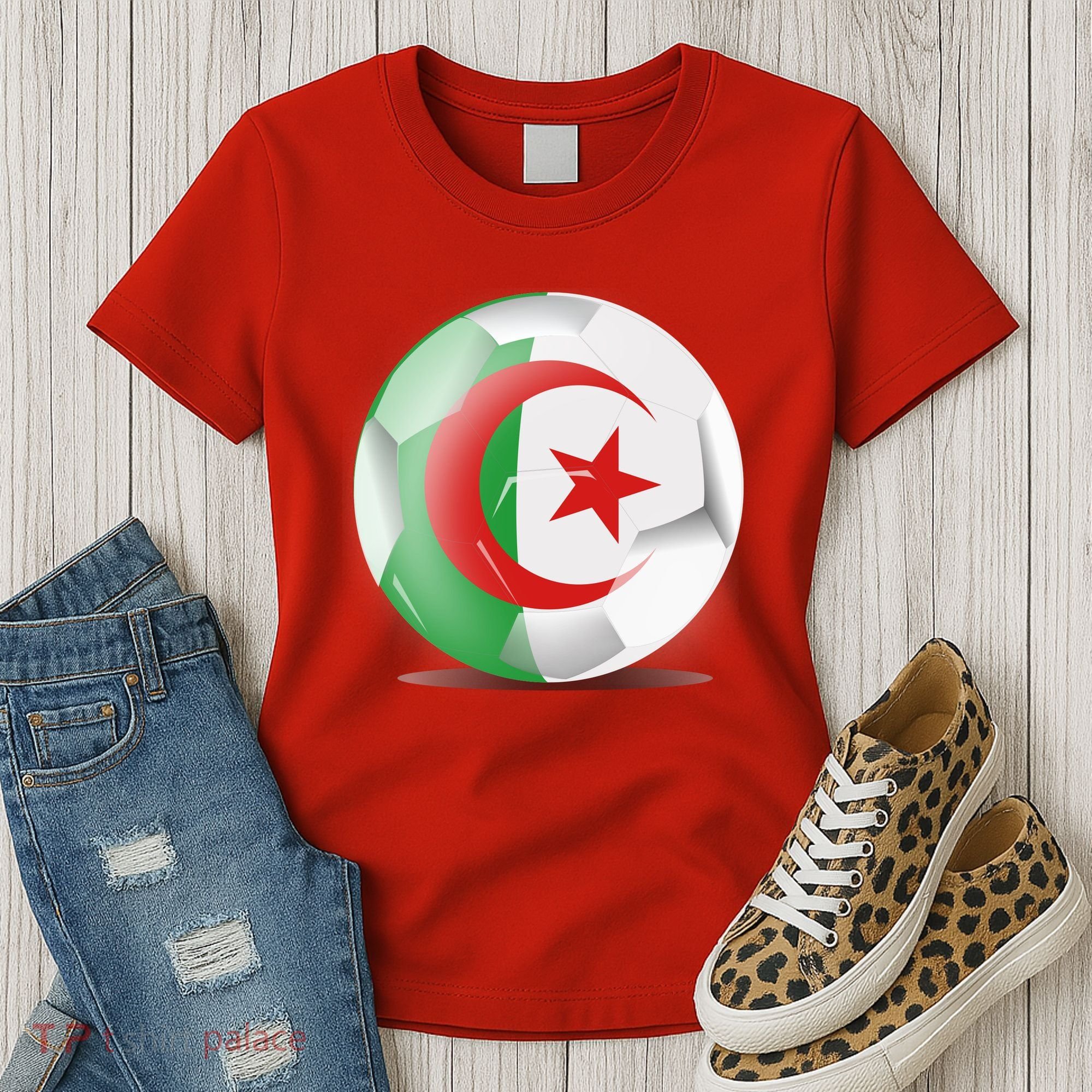 Soccer Ball Country Flag Algeria Women's T-Shirt