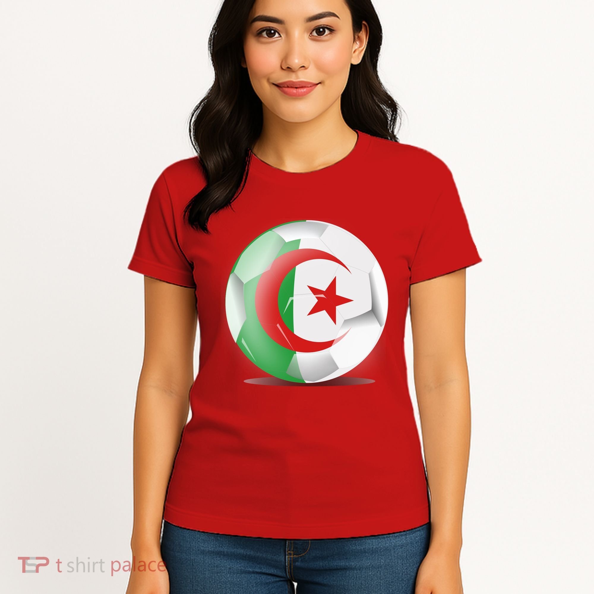 Soccer Ball Country Flag Algeria Women's T-Shirt