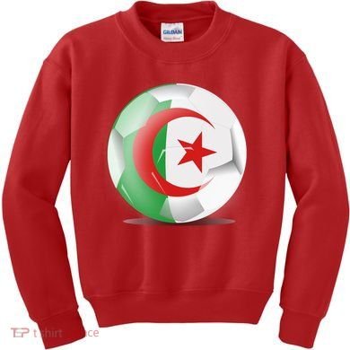 Soccer Ball Country Flag Algeria Kids Sweatshirt