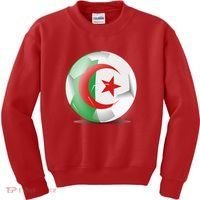 Soccer Ball Country Flag Algeria Kids Sweatshirt thumb 0