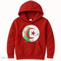 Soccer Ball Country Flag Algeria Kids Hoodie thumb 0