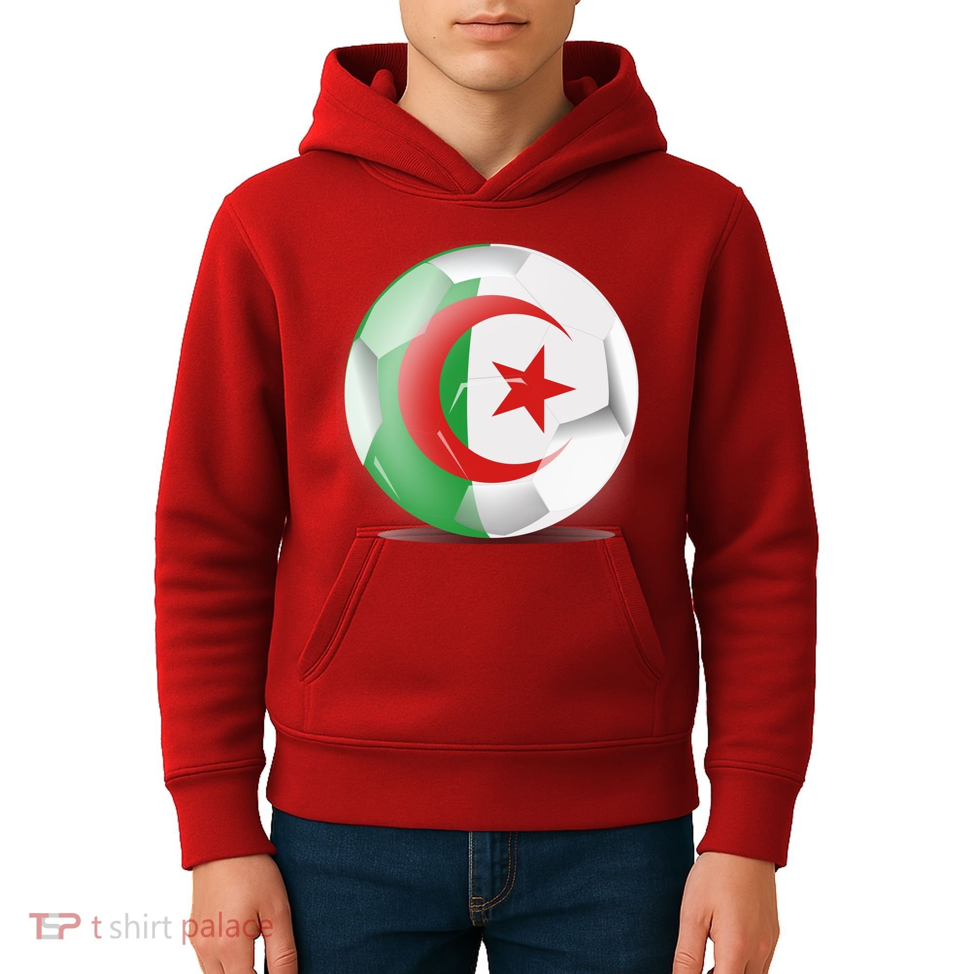 Soccer Ball Country Flag Algeria Kids Hoodie
