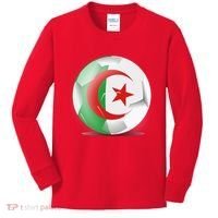 Soccer Ball Country Flag Algeria Kids Long Sleeve Shirt thumb 0