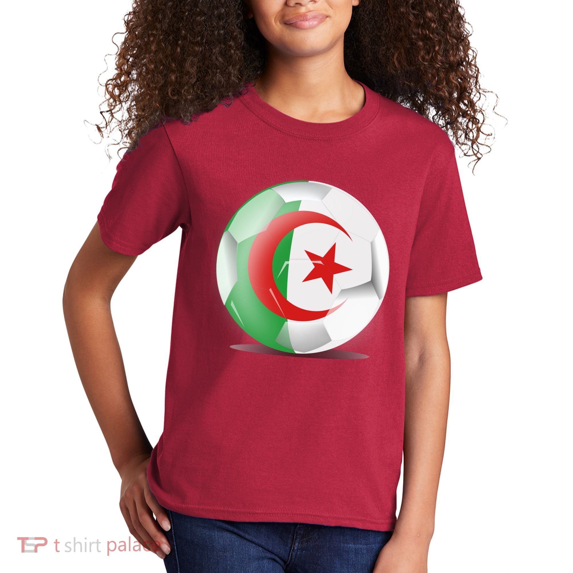 Soccer Ball Country Flag Algeria Kids T-Shirt