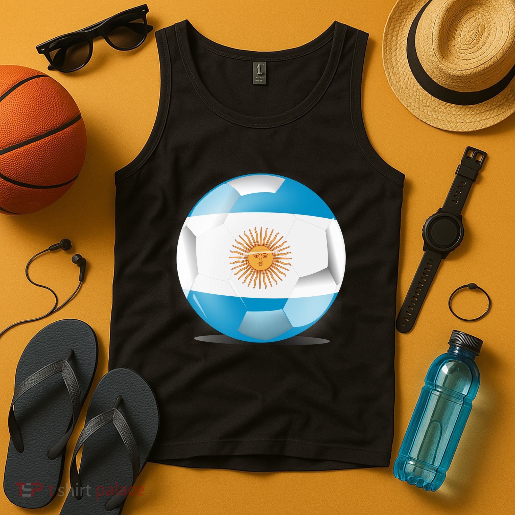 Soccer Ball Country Flag Argentina Tank Top