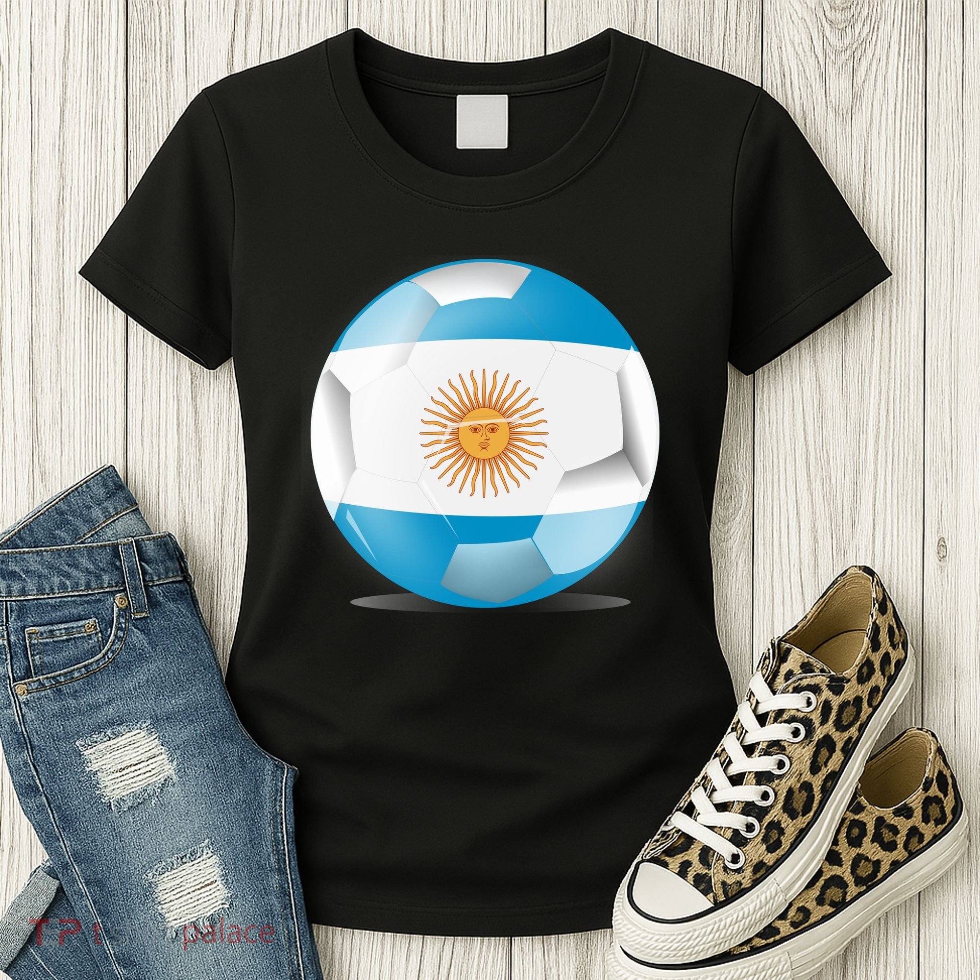 Soccer Ball Country Flag Argentina Women's T-Shirt
