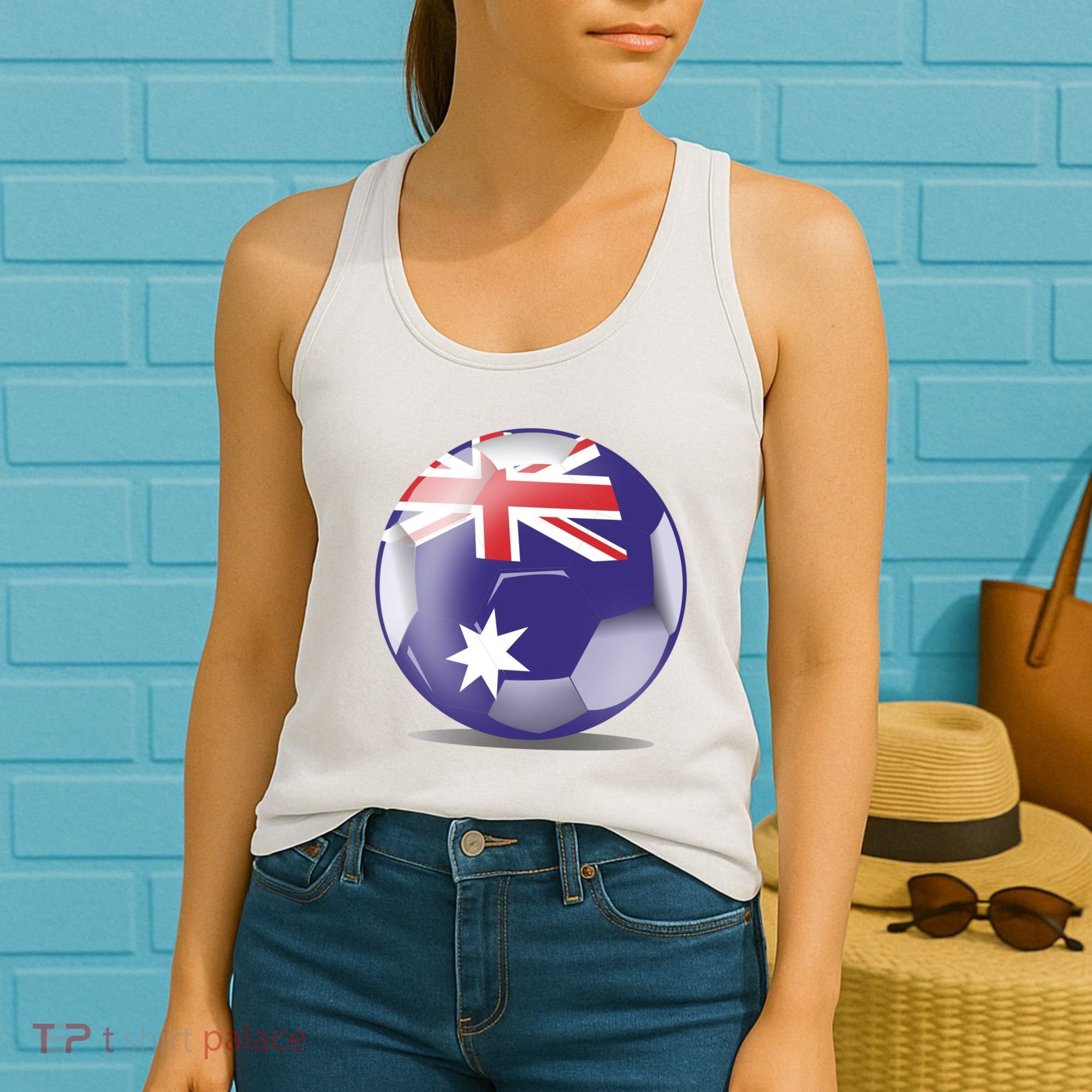Soccer Ball Country Flag Australia Women's Tank Top