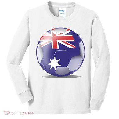 Soccer Ball Country Flag Australia Kids Long Sleeve Shirt