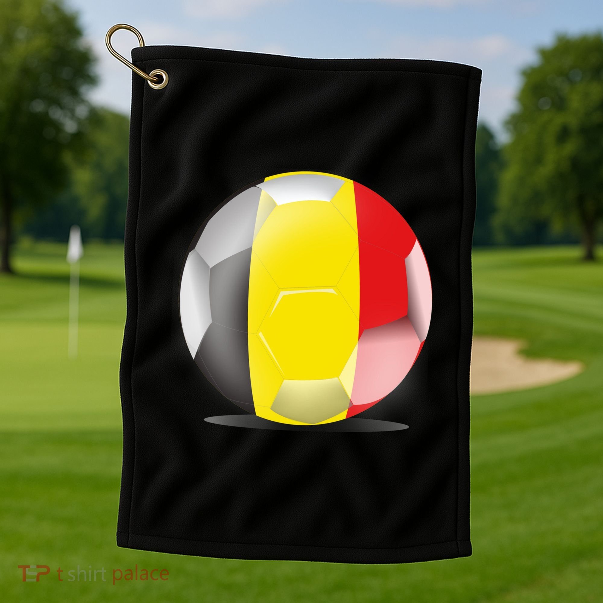 Soccer Ball Country Flag Belgium Golf Towel