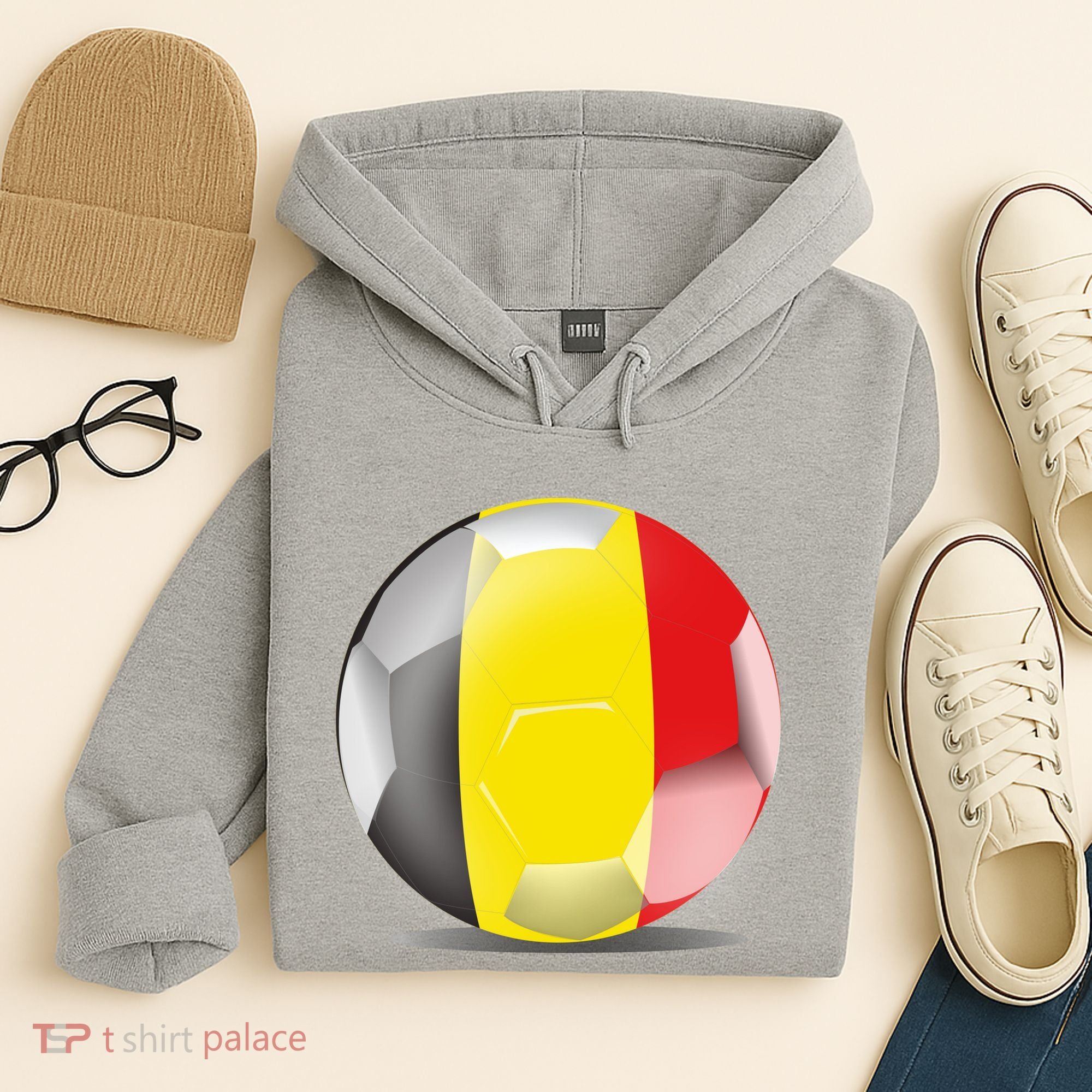Soccer Ball Country Flag Belgium Hoodie