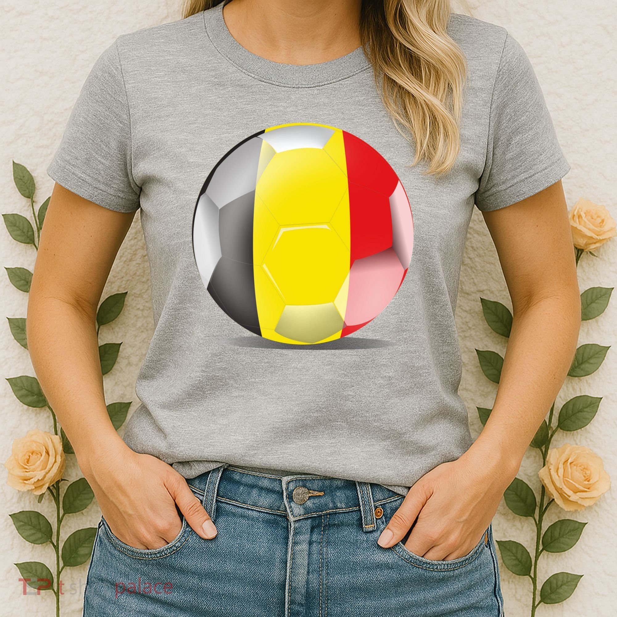 Soccer Ball Country Flag Belgium Women's T-Shirt