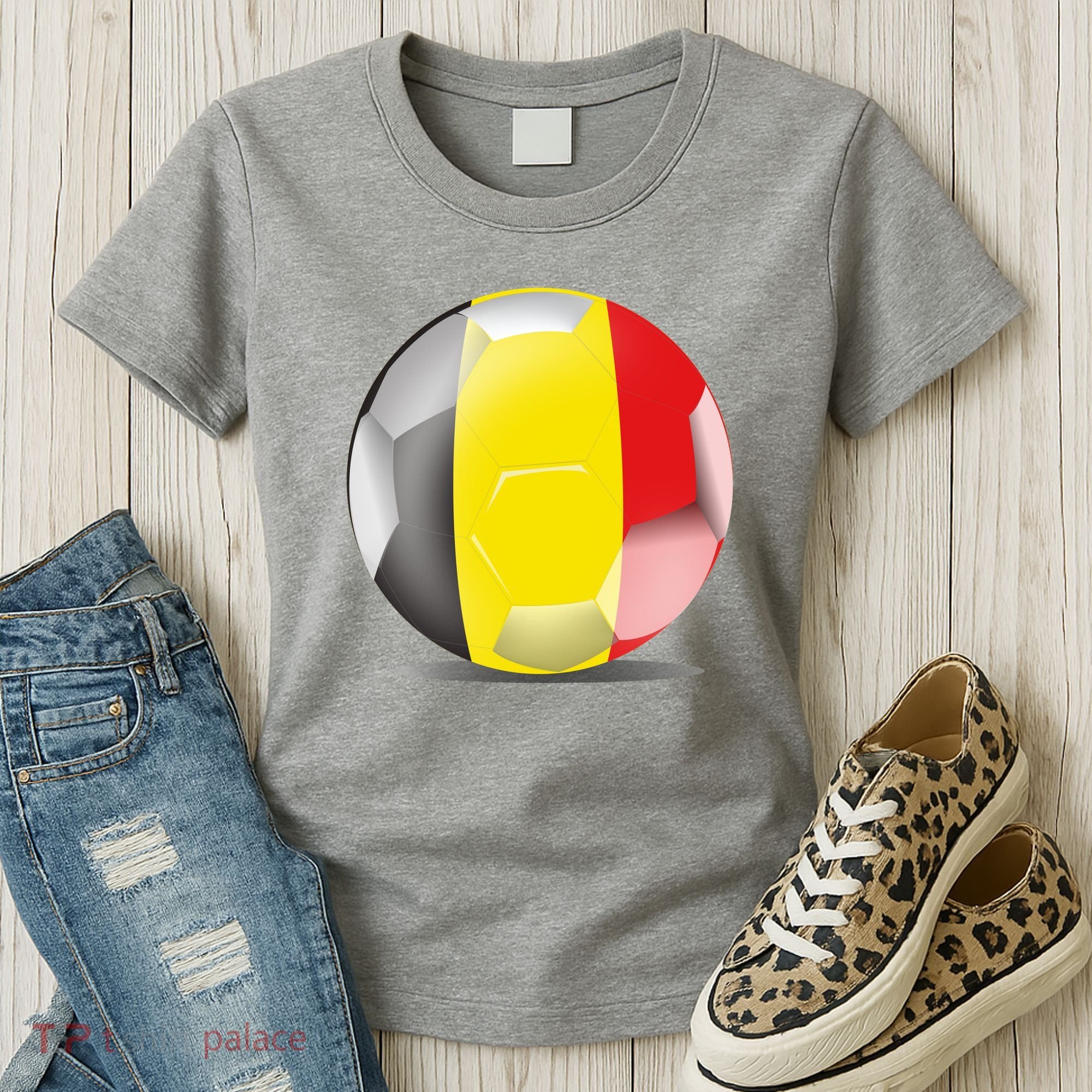 Soccer Ball Country Flag Belgium Women's T-Shirt