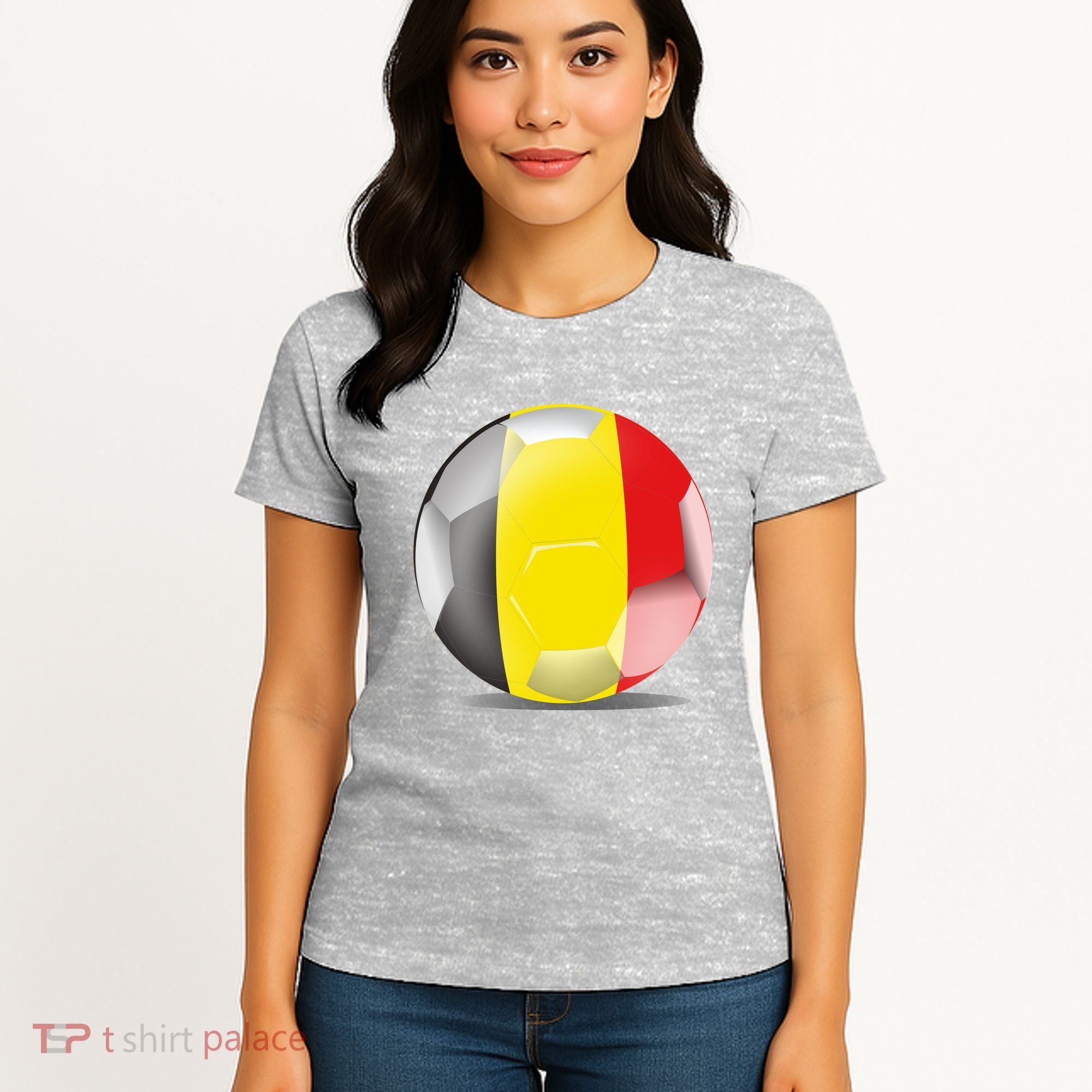 Soccer Ball Country Flag Belgium Women's T-Shirt