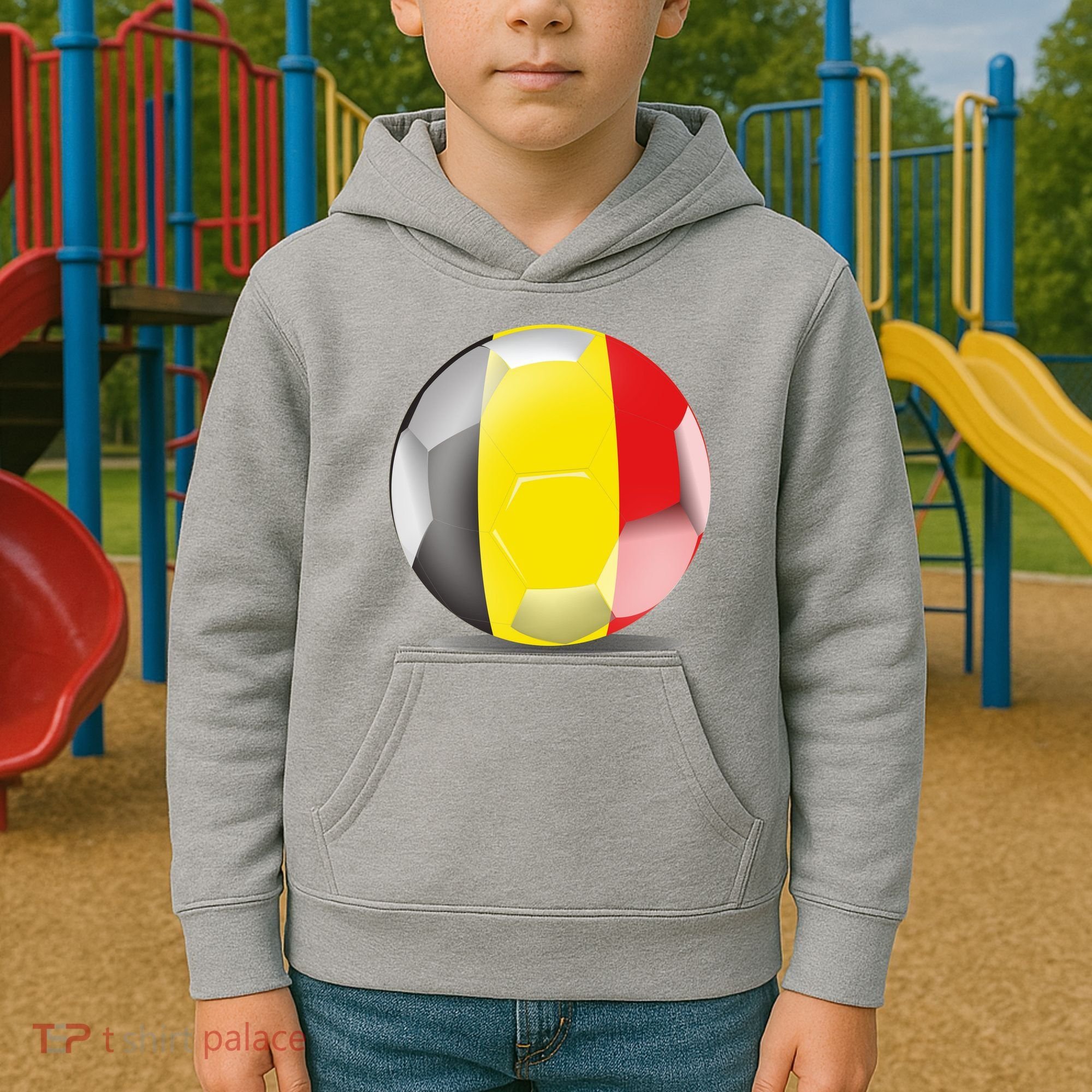 Soccer Ball Country Flag Belgium Kids Hoodie