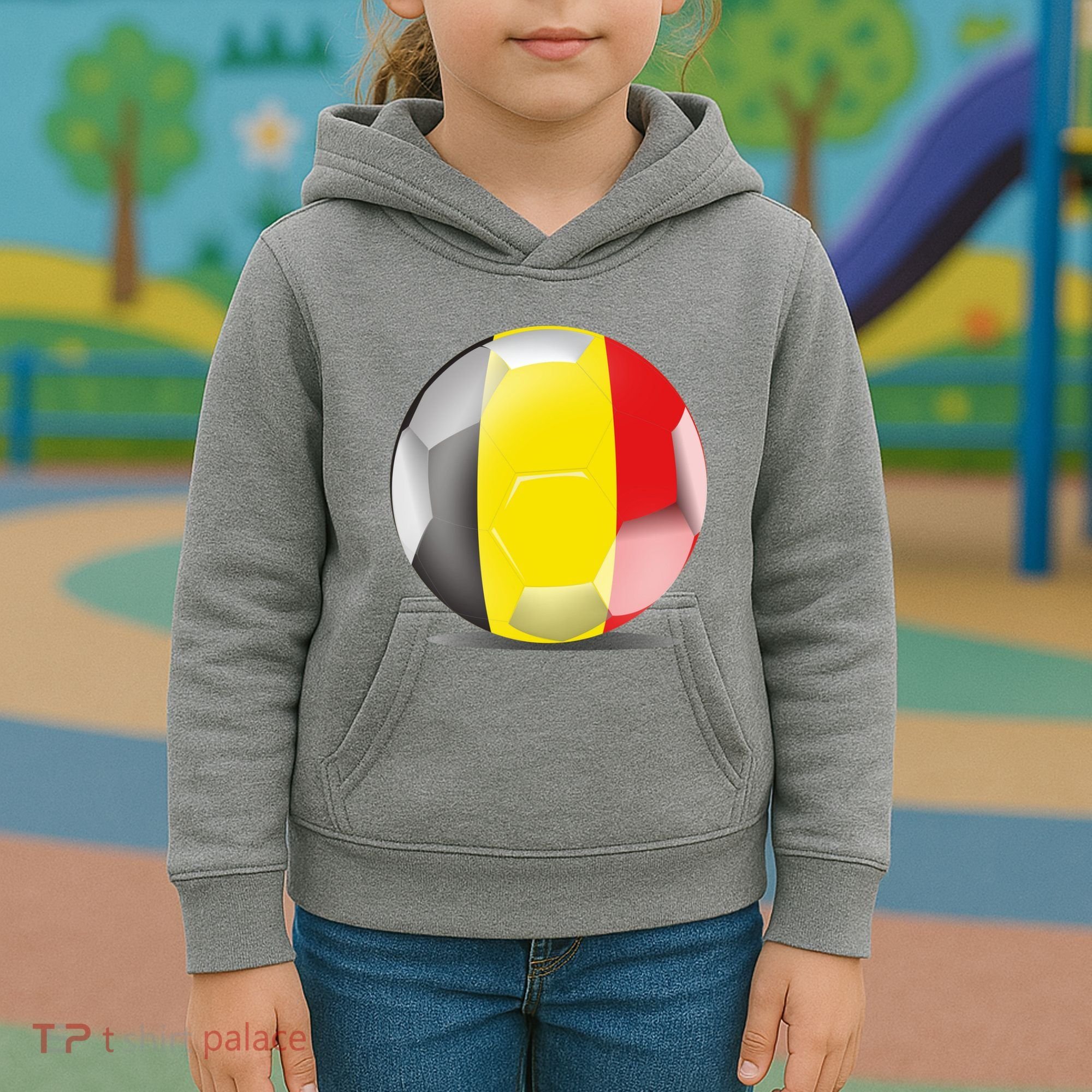 Soccer Ball Country Flag Belgium Kids Hoodie