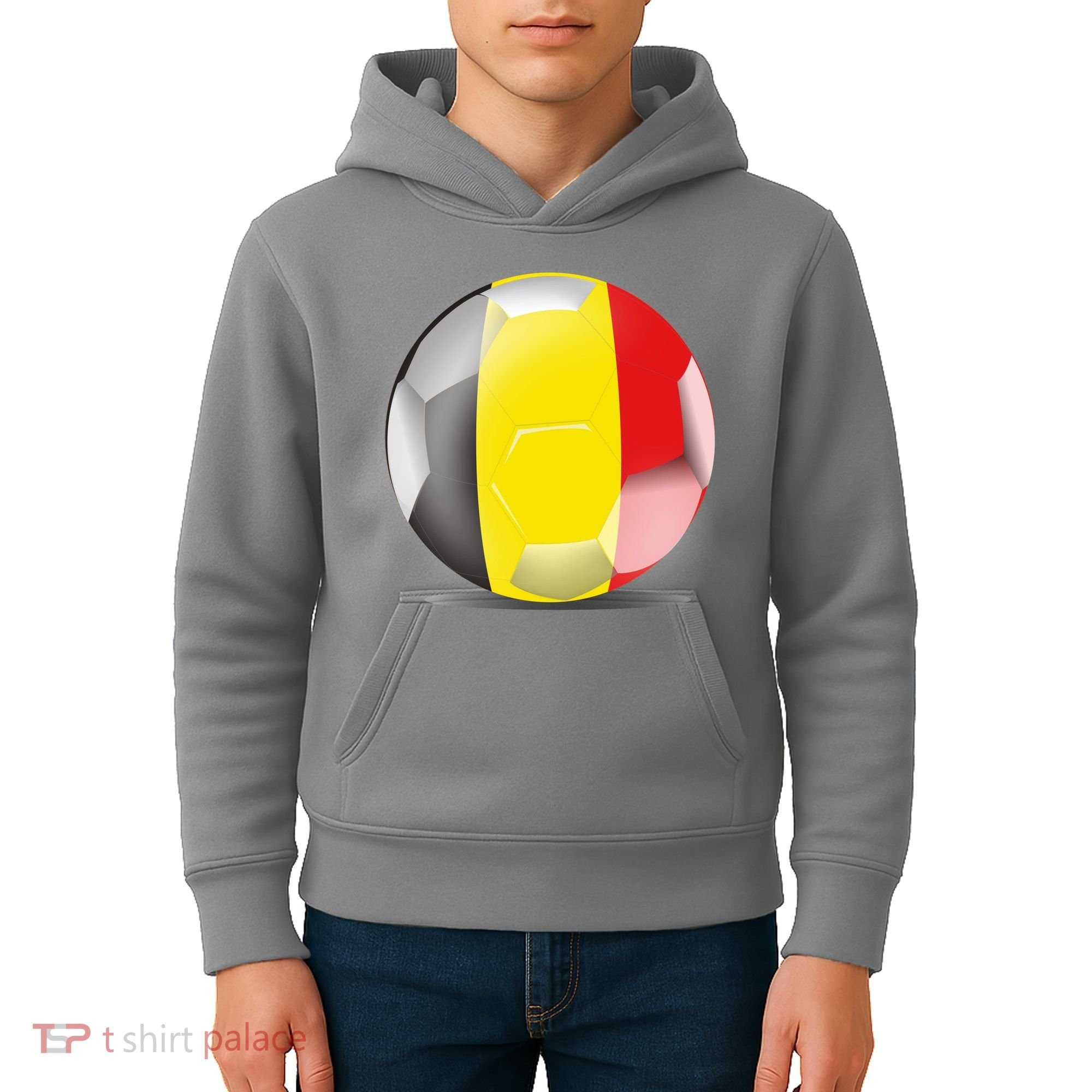 Soccer Ball Country Flag Belgium Kids Hoodie