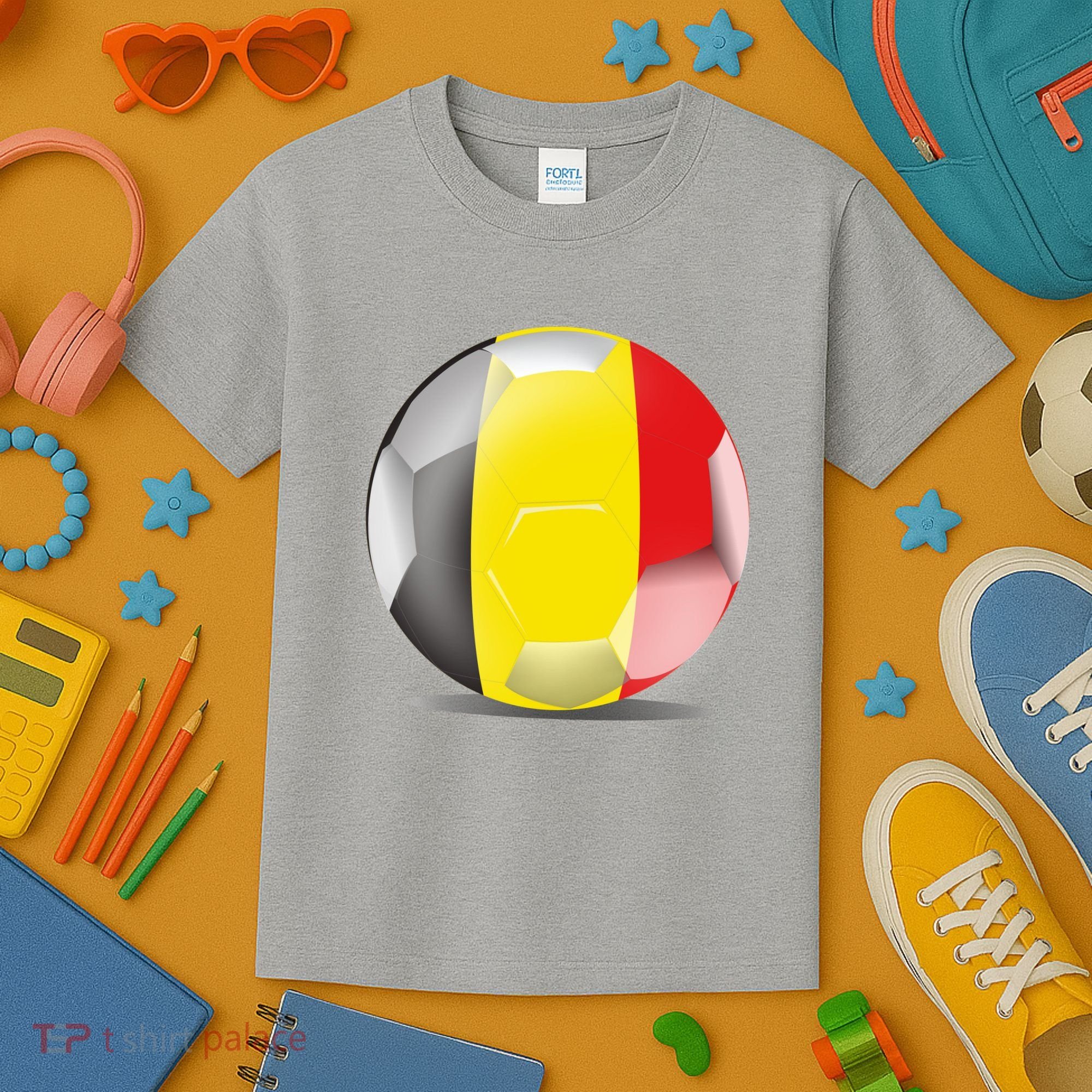 Soccer Ball Country Flag Belgium Kids T-Shirt