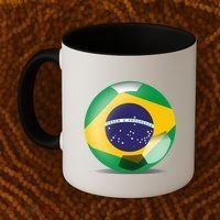 Soccer Ball Country Flag Brazil Coffee Mug thumb 2