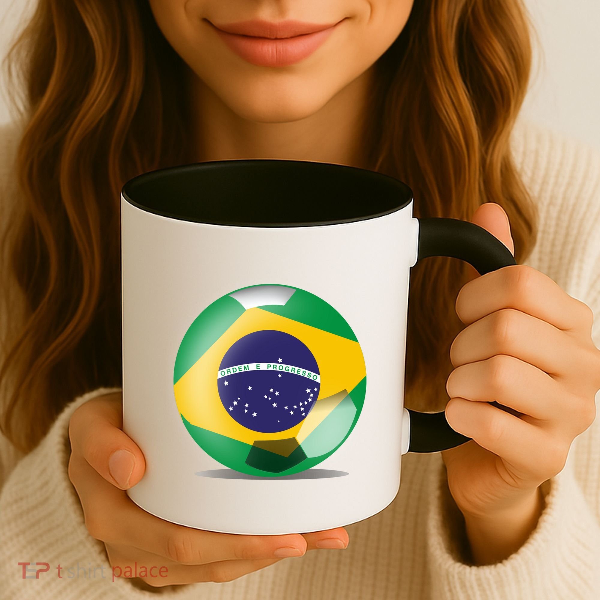 Soccer Ball Country Flag Brazil Coffee Mug