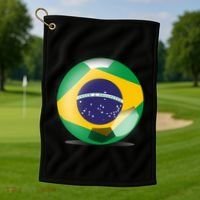 Soccer Ball Country Flag Brazil Golf Towel thumb 1