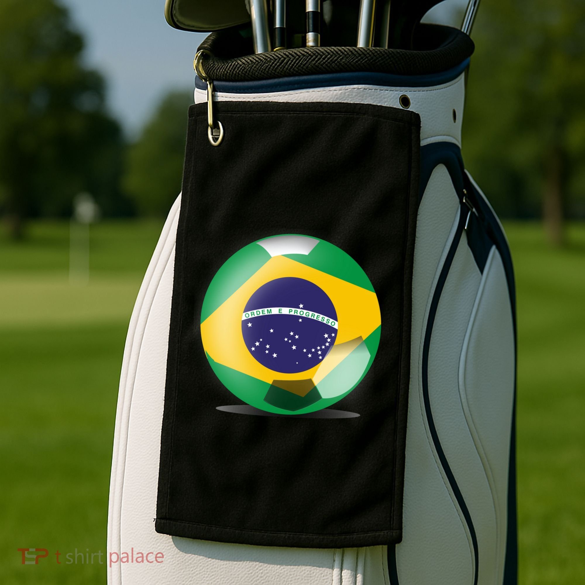 Soccer Ball Country Flag Brazil Golf Towel