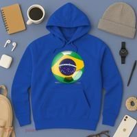Soccer Ball Country Flag Brazil Hoodie thumb 3