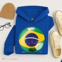 Soccer Ball Country Flag Brazil Hoodie thumb 4
