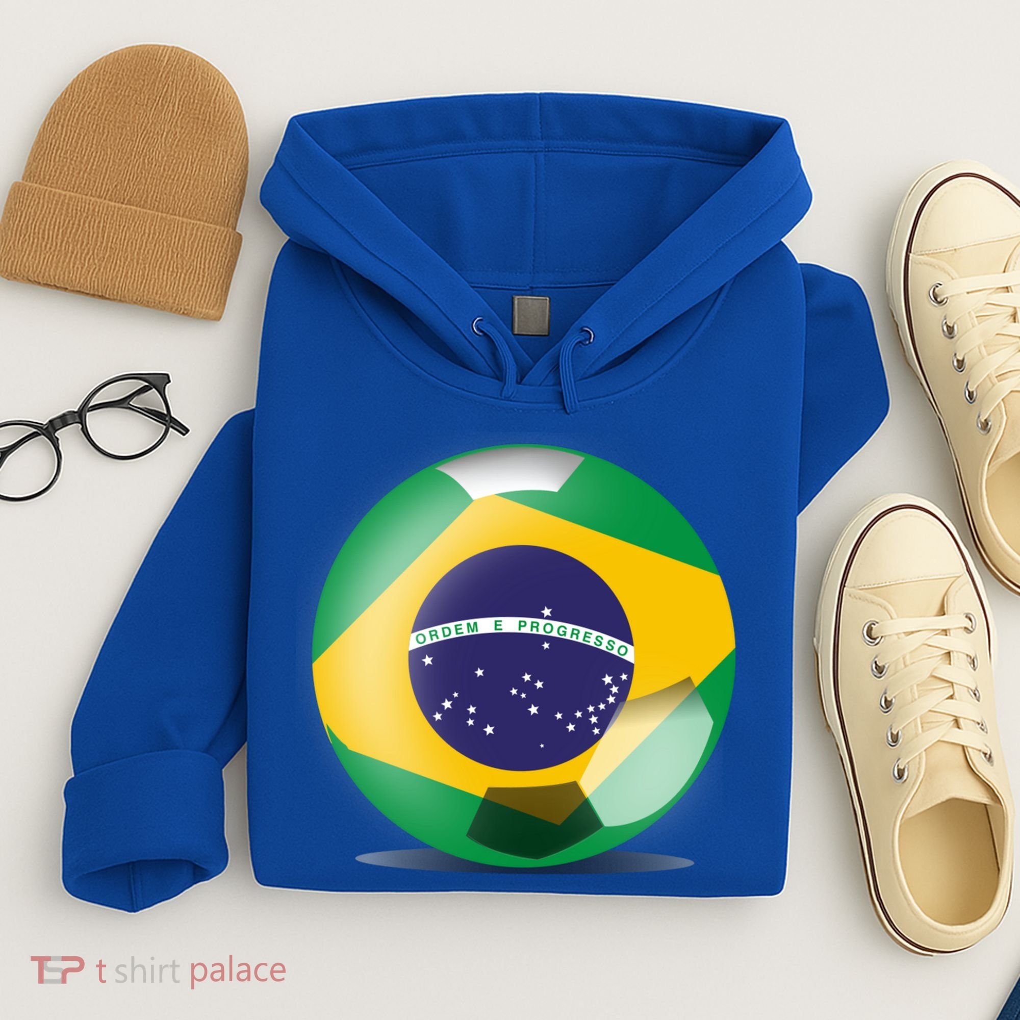 Soccer Ball Country Flag Brazil Hoodie