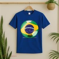 Soccer Ball Country Flag Brazil T-Shirt thumb 2