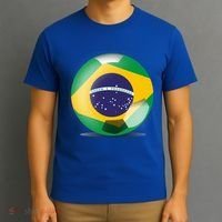Soccer Ball Country Flag Brazil T-Shirt thumb 3