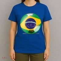 Soccer Ball Country Flag Brazil T-Shirt thumb 4