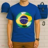 Soccer Ball Country Flag Brazil T-Shirt thumb 6