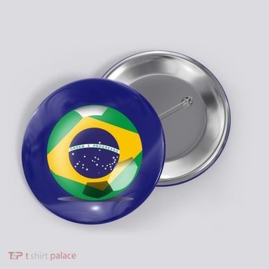 Soccer Ball Country Flag Brazil Button