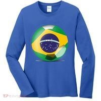 Soccer Ball Country Flag Brazil Women's Long Sleeve Shirt thumb 0