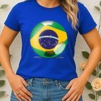 Soccer Ball Country Flag Brazil Women's T-Shirt thumb 2
