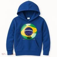 Soccer Ball Country Flag Brazil Kids Hoodie thumb 0